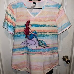 Colorful Ariel Graphic scrub top